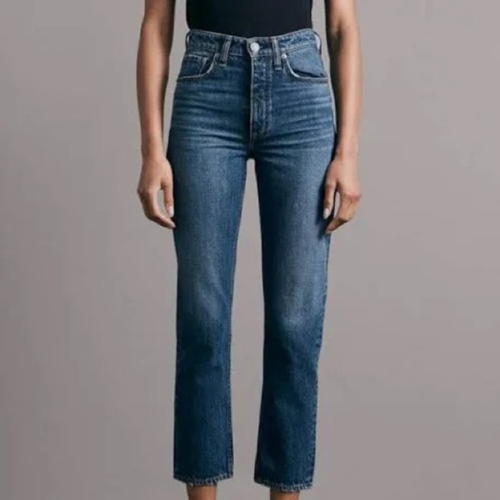 Rag & Bone Nina High Rise Ankle Cigarette jeans / denim, size 27, distressed hem
